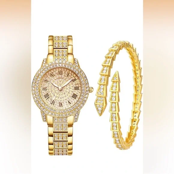 Anthropologie Gold Women's Watch and Bracelet - Picture 2 of 6